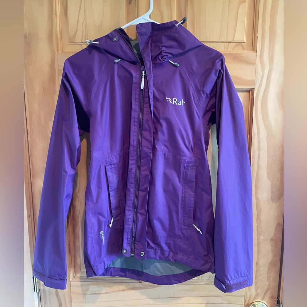 Rab Jacket Womens XS Downpour UK 10 Lightweight Waterproof Hooded Rain Coat